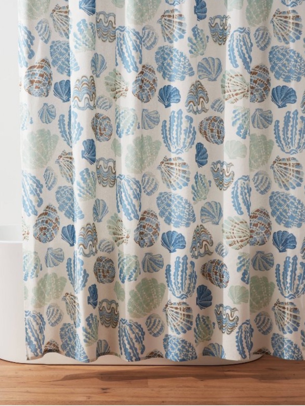 THRESHOLD NEW Coastal Seashells Shower Curtain Set Blue/green